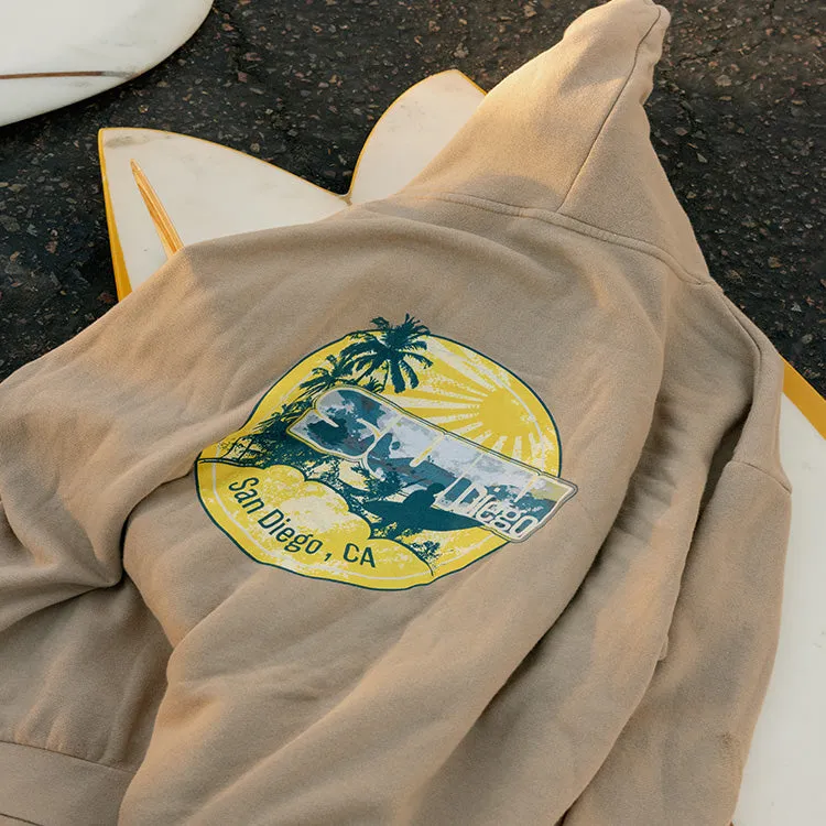 SunDiego Surf Rise Pullover Hoodie- Sandstone