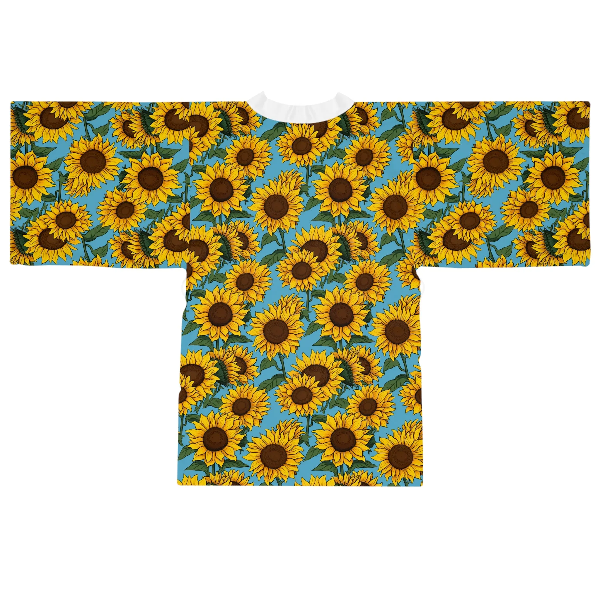 Sunflower Fields Long Sleeve Kimono Robe