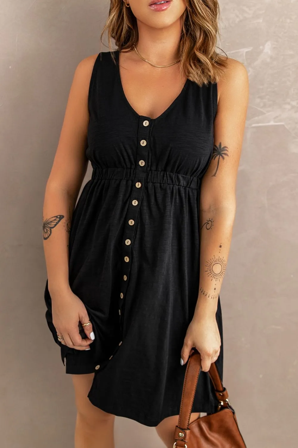 TastyHottie - Sleeveless Button Down Mini Magic Dress