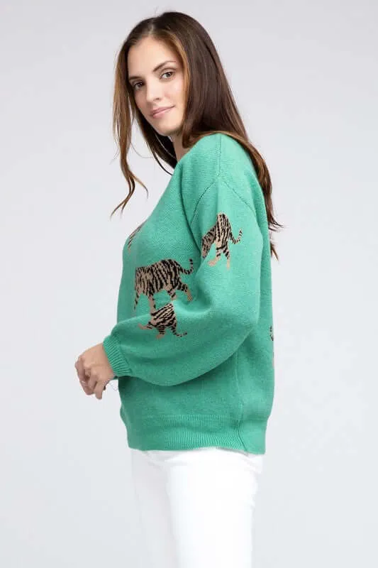 Tiger Pattern Relaxed Sweater