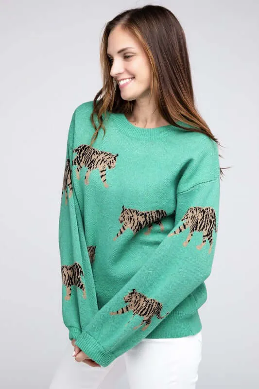 Tiger Pattern Relaxed Sweater