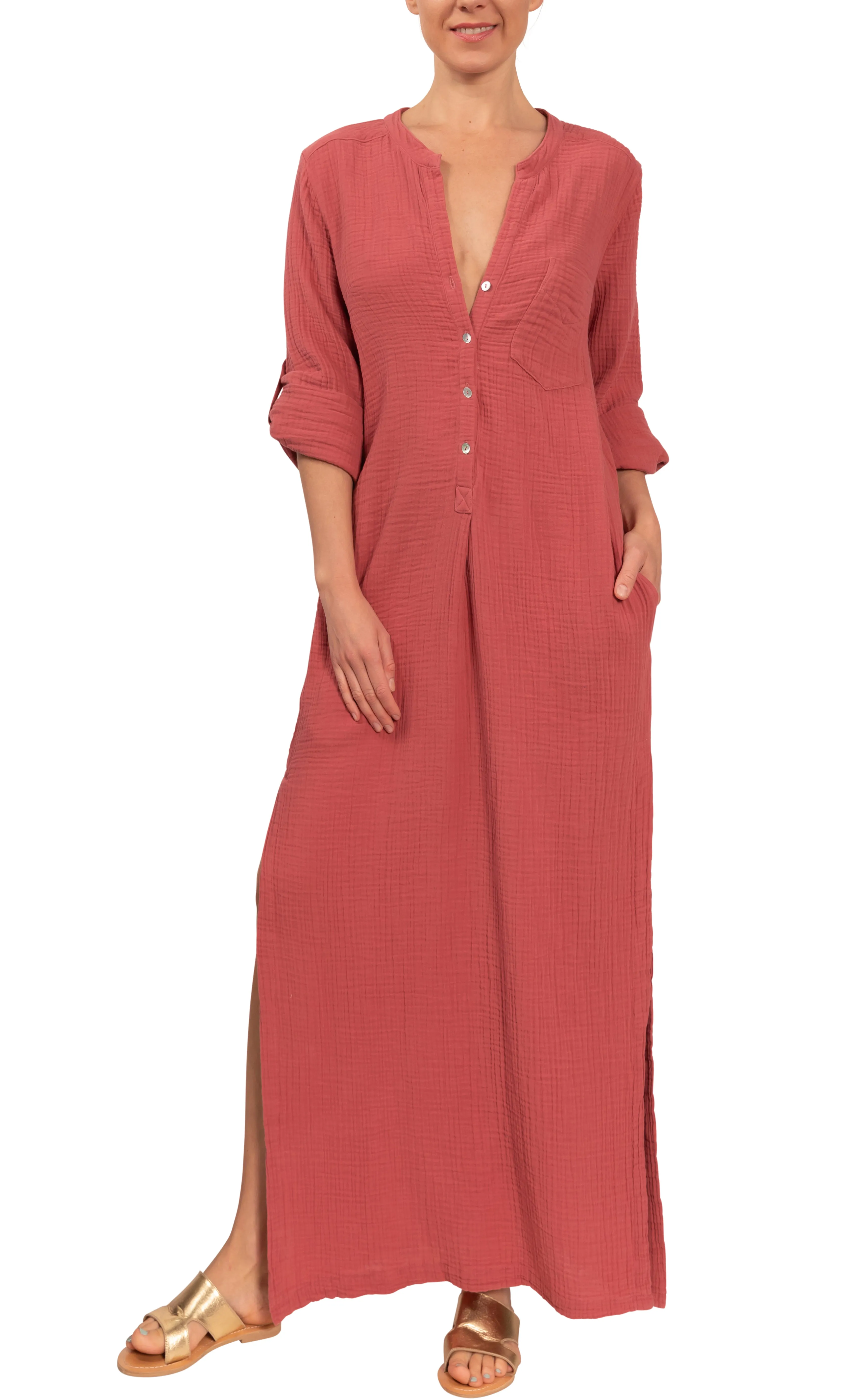 Tracey Kaftan - Marsala Cotton Bubble Gauze