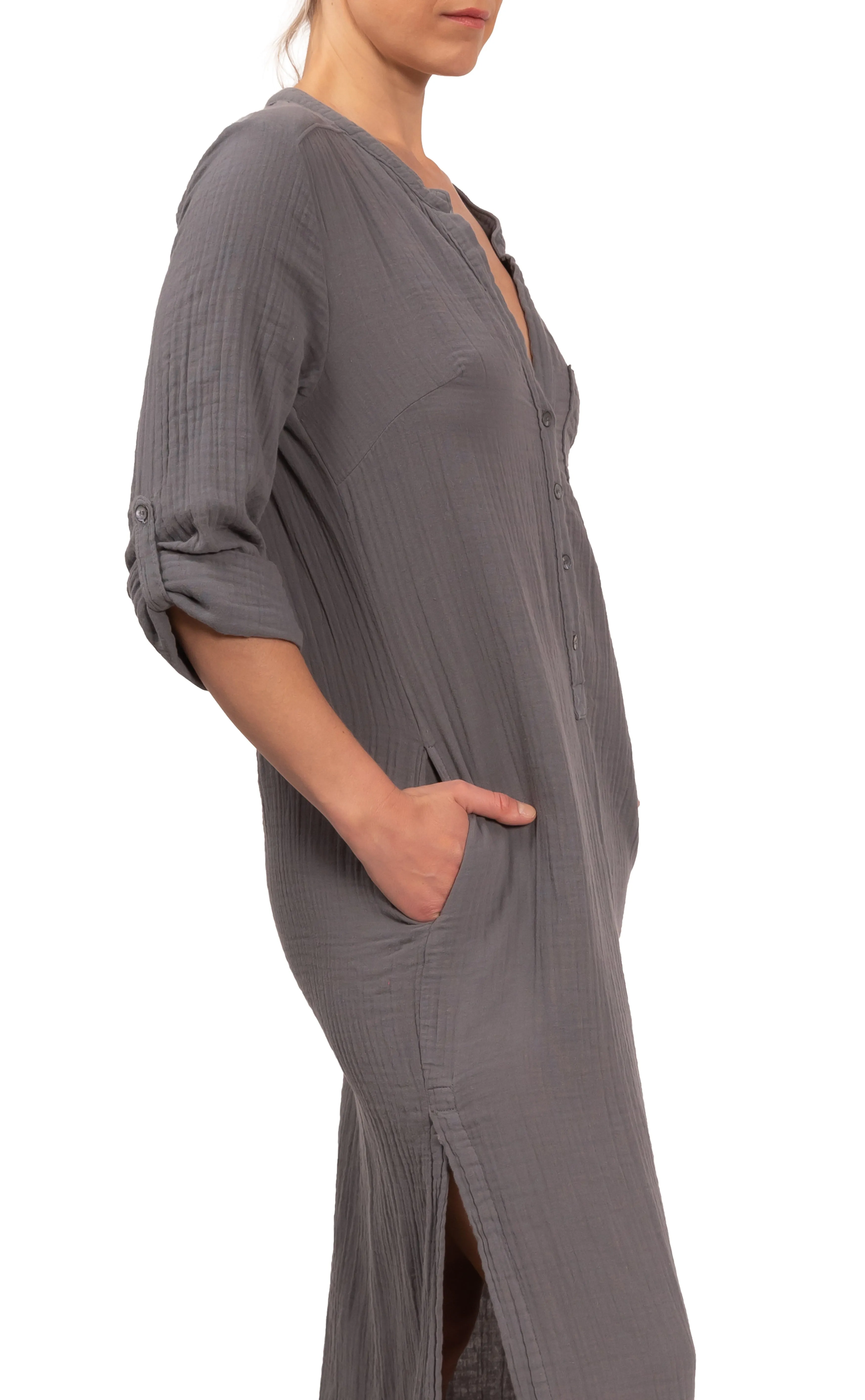 Tracey Kaftan - Slate Cotton Bubble Gauze