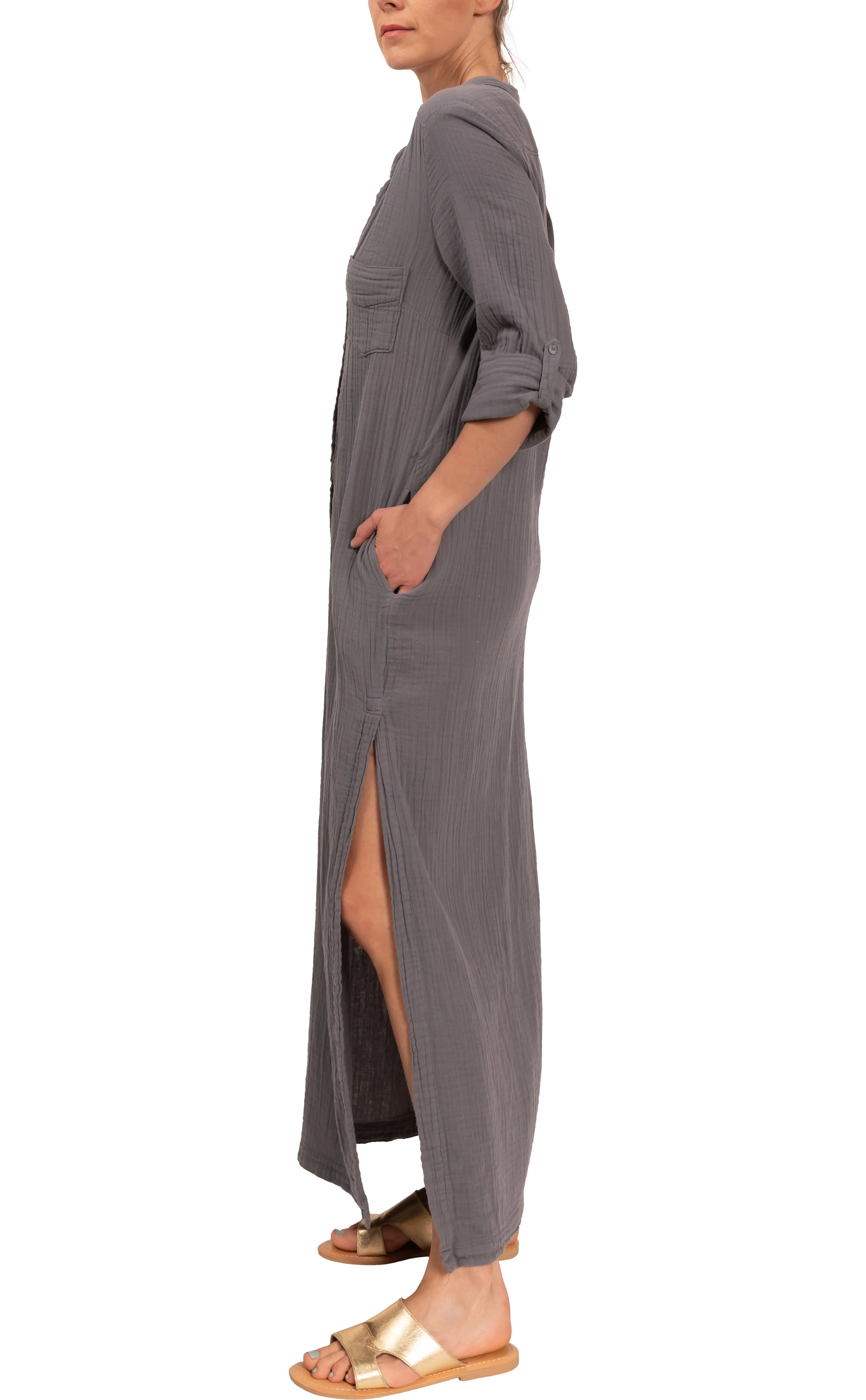 Tracey Kaftan - Slate Cotton Bubble Gauze