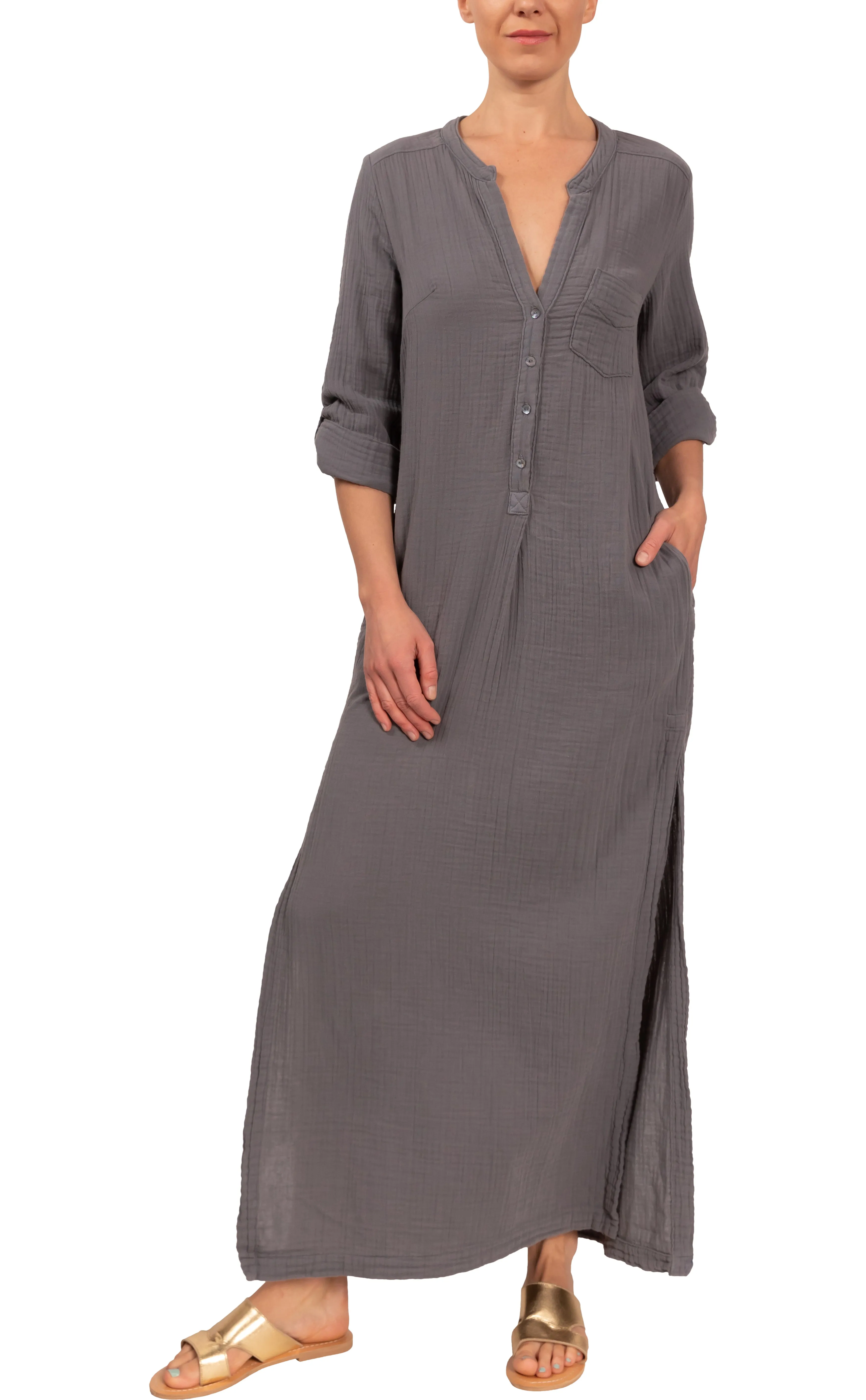 Tracey Kaftan - Slate Cotton Bubble Gauze