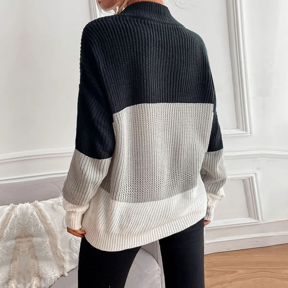 Turtleneck Colorblock Long Sleeve Sweater