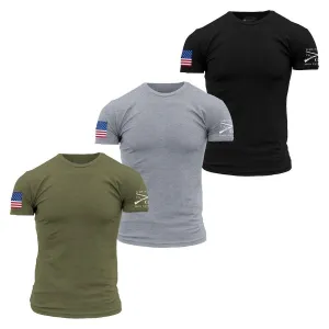 USA Flag Basic T-Shirts - USA Pack - 3 Pack