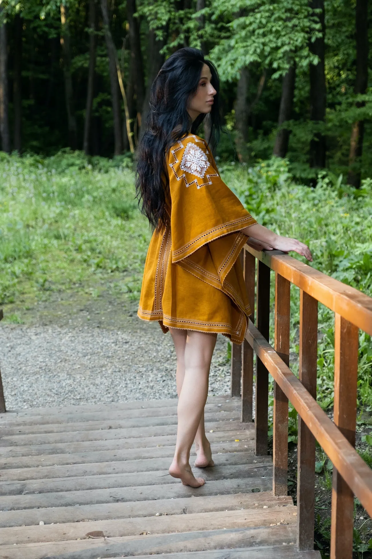 Vasilisa Beach Dress in Gold Mustard