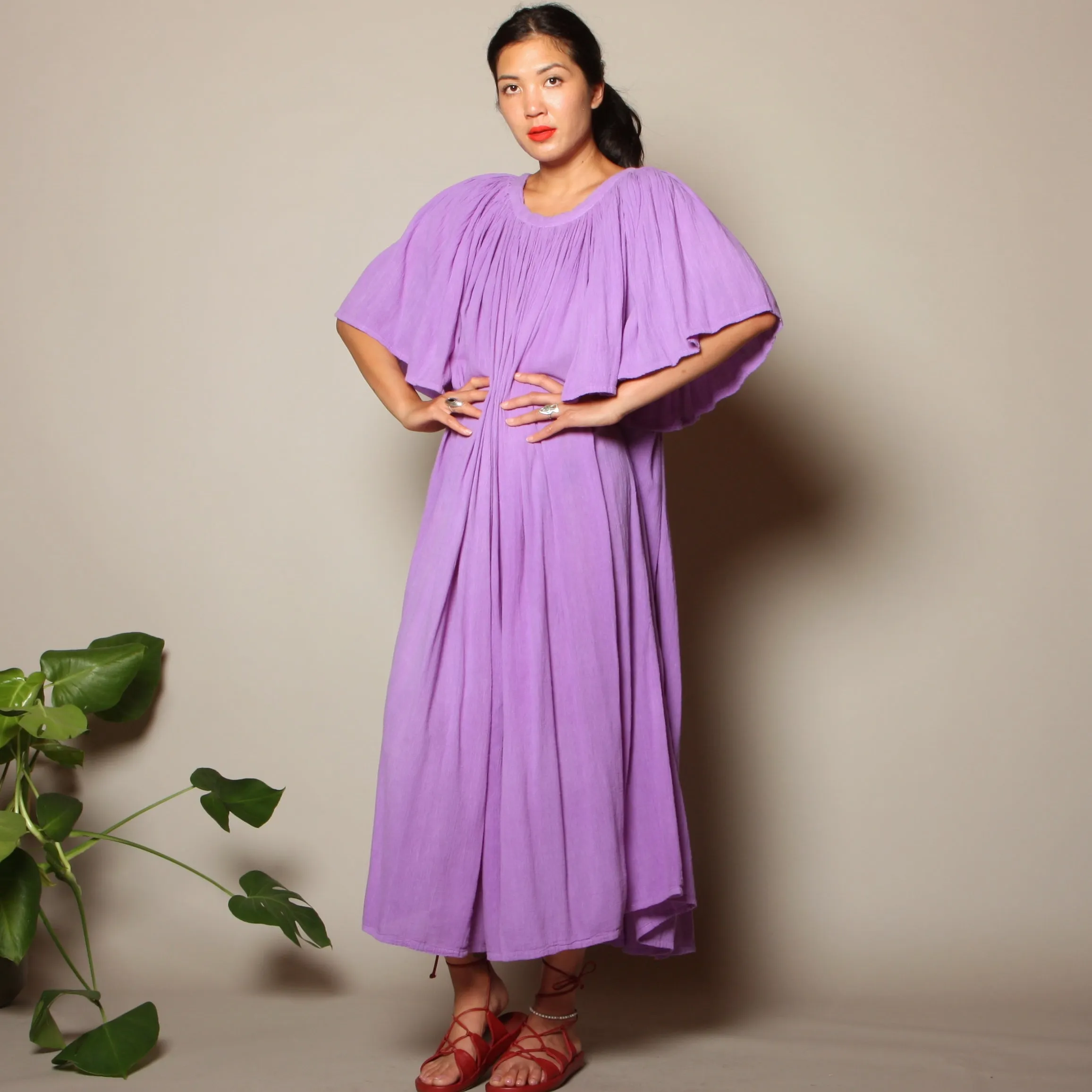 Vintage 80's Orchid Gauze Trapeze Dress