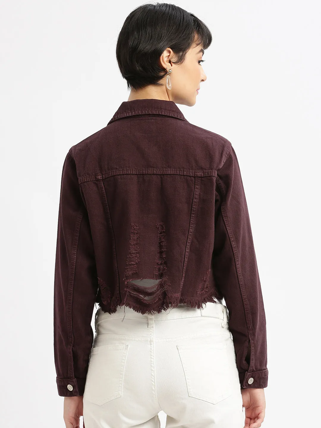 Women Purple Denim Jacket