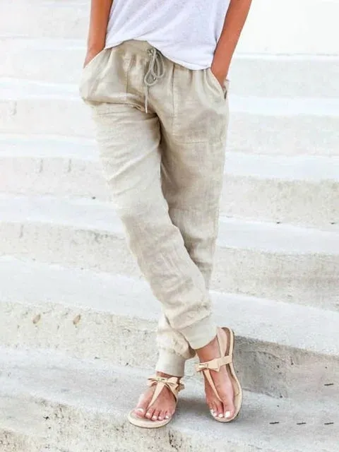 Women's Comfort Drawstring Linen Pants