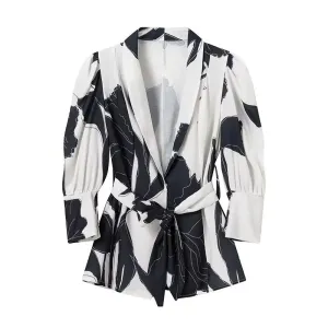 Women's Jacket Thin Jacket With Asymmetric Floral Print