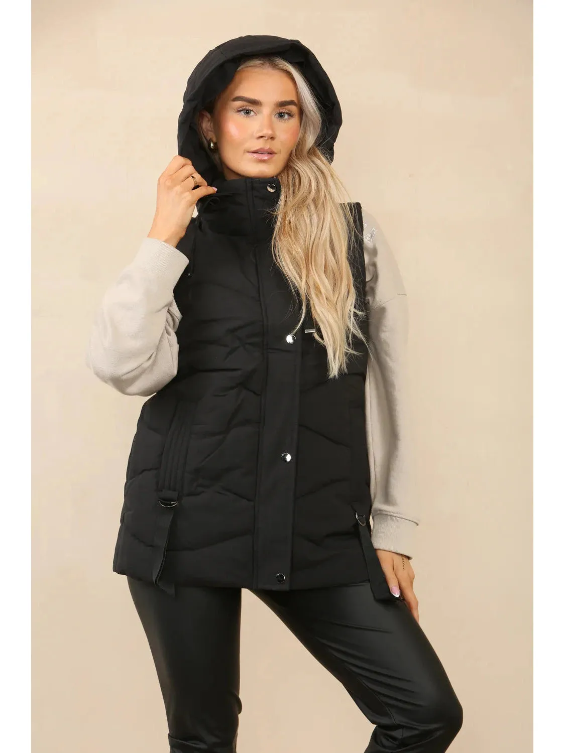 Women's Padded Short length Gilet with Hood