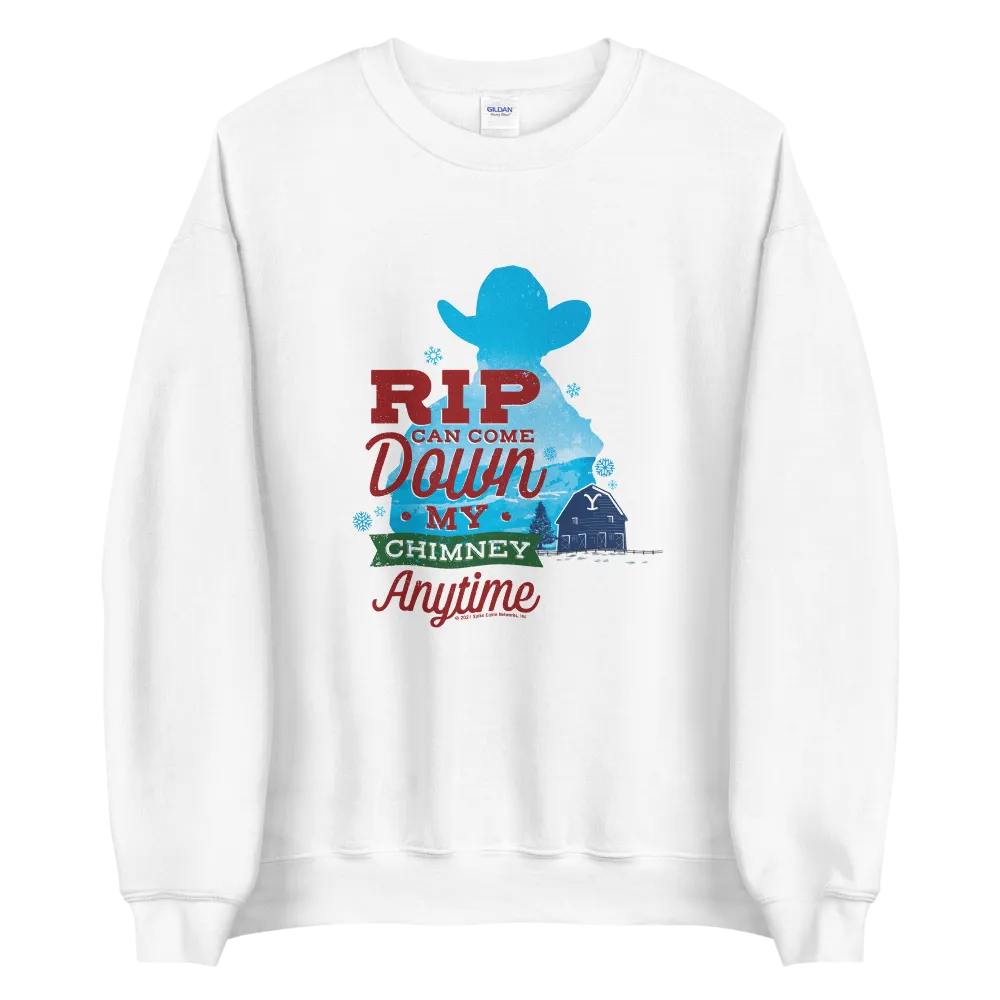 Yellowstone RIP Can Come Down My Chimney Any Time Silhouette Fleece Crewneck Sweatshirt