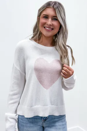 Z Supply:  Sienna Heart Sweater - White